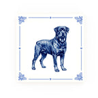 Rottweiler Delft blue decorative ceramic tile – Classic corner style
