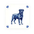 Rottweiler Delft blue decorative ceramic tile – Modern corner style