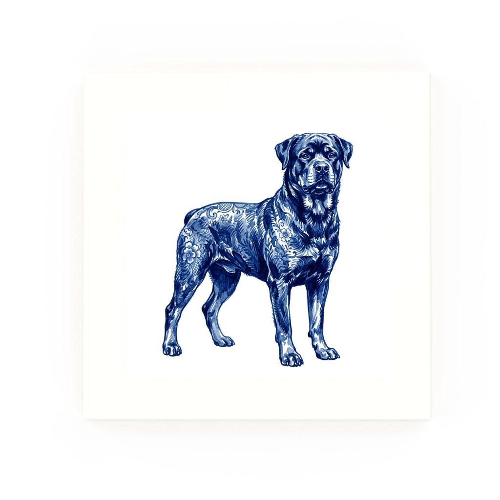 Rottweiler Delft blue decorative ceramic tile – no corner style