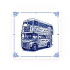 Routemaster Bus Delft blue decorative ceramic tile – Classic corner style