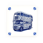 Routemaster Bus Delft blue decorative ceramic tile – Modern corner style
