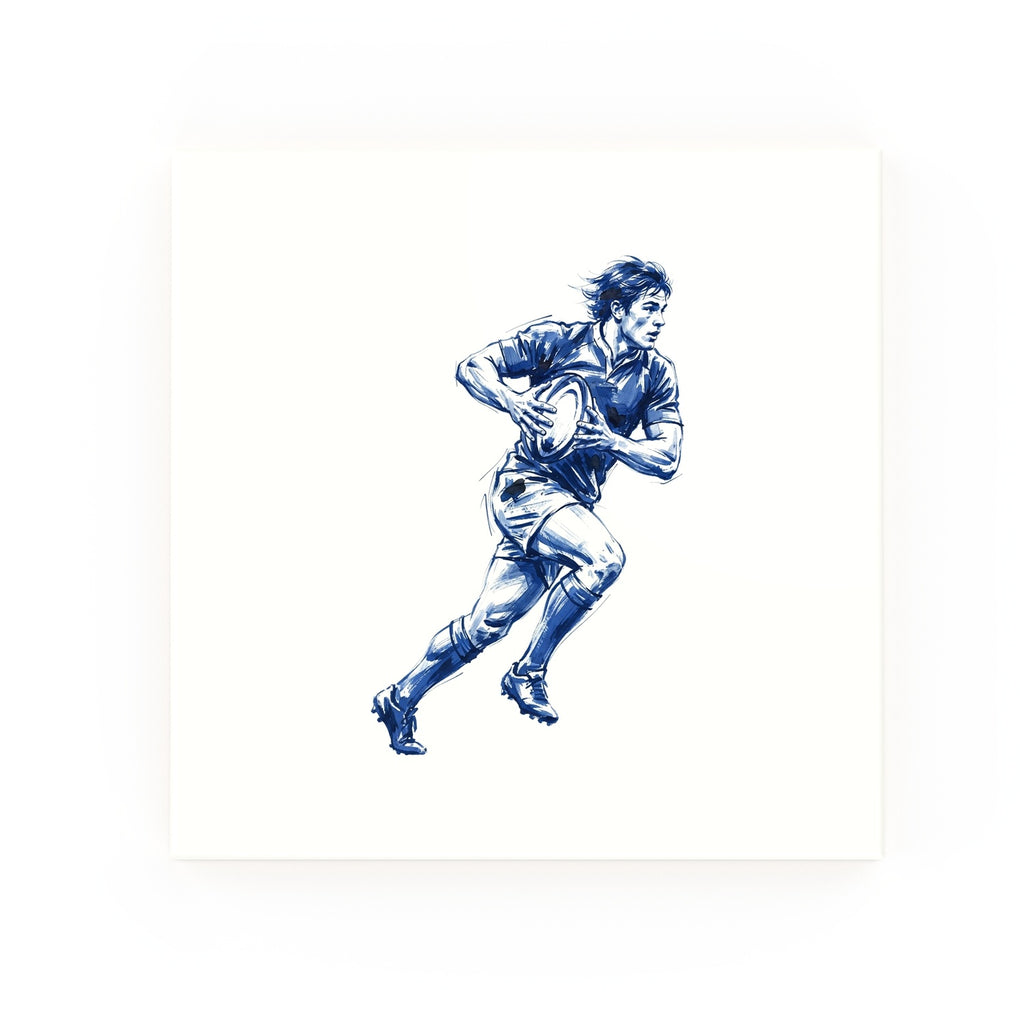 Rugby Union Delft blue decorative ceramic tile – no corner style