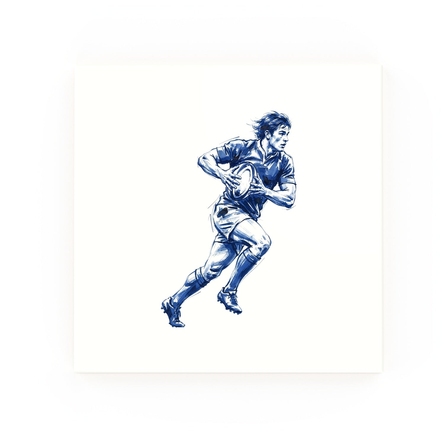 Rugby Union Delft blue decorative ceramic tile – no corner style