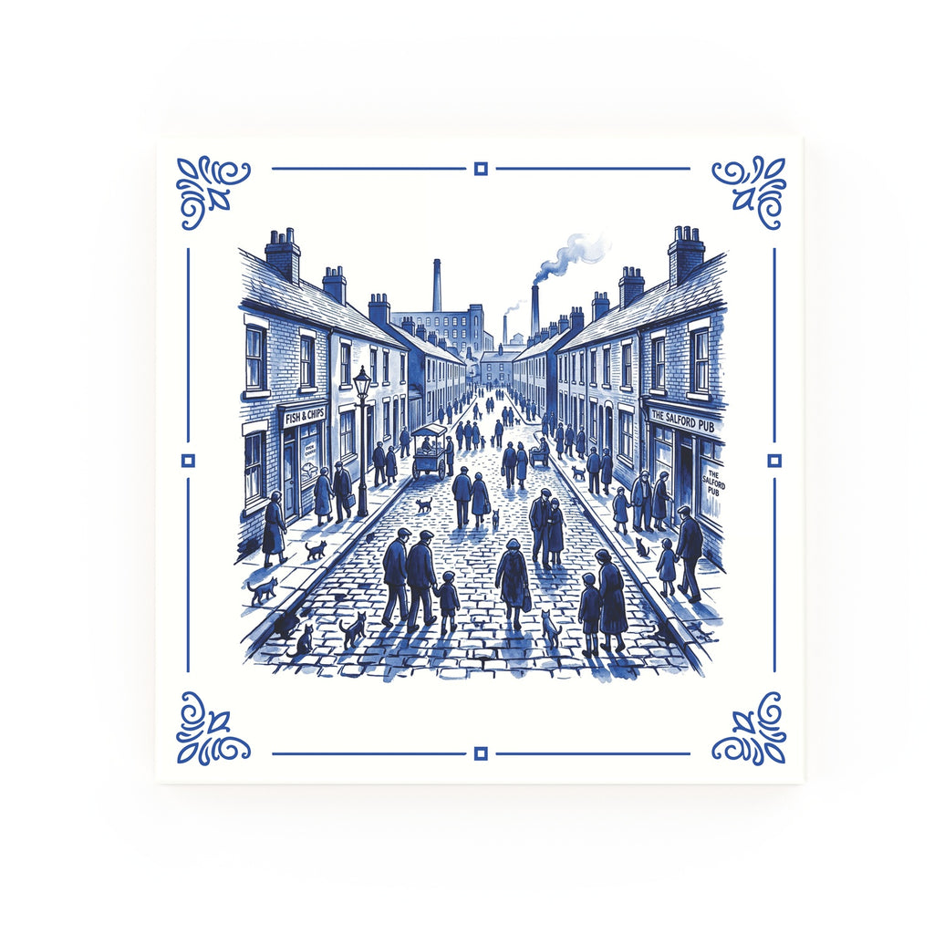 Salford Street Delft blue decorative ceramic tile – Classic corner style
