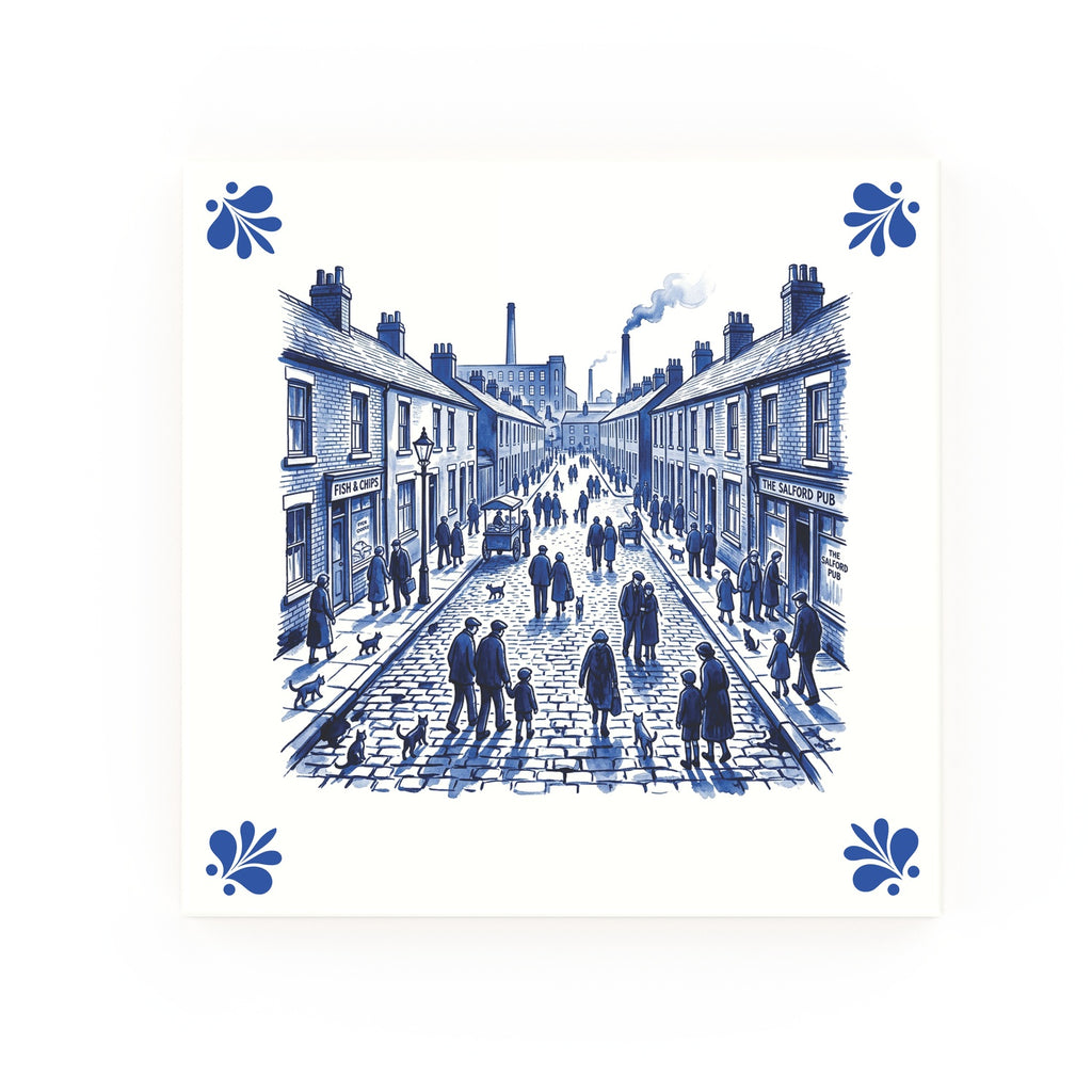 Salford Street Delft blue decorative ceramic tile – Modern corner style