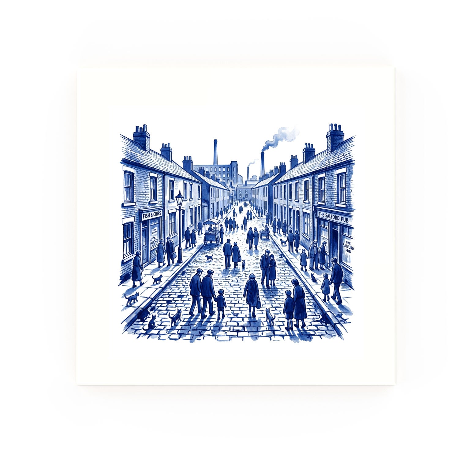 Salford Street Delft blue decorative ceramic tile – no corner style