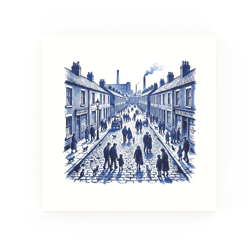Salford Street Delft blue decorative ceramic tile – no corner style