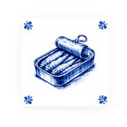 Sardines Delft blue decorative ceramic tile – Modern corner style