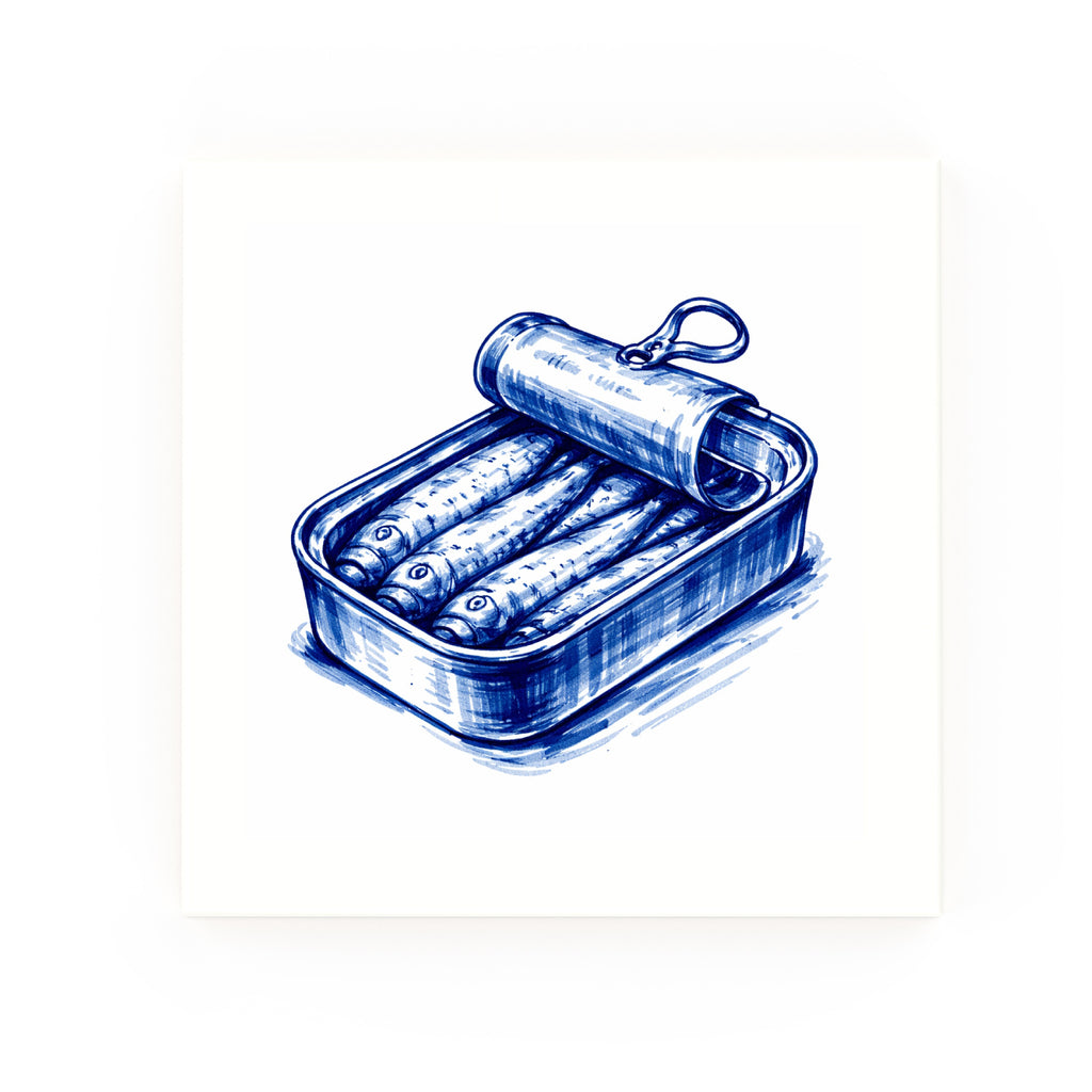 Sardines Delft blue decorative ceramic tile – no corner style