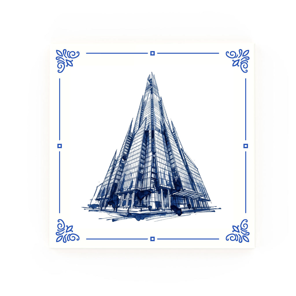 Shard Delft blue decorative ceramic tile – Classic corner style