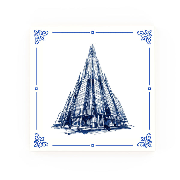 Shard Delft blue decorative ceramic tile – Classic corner style