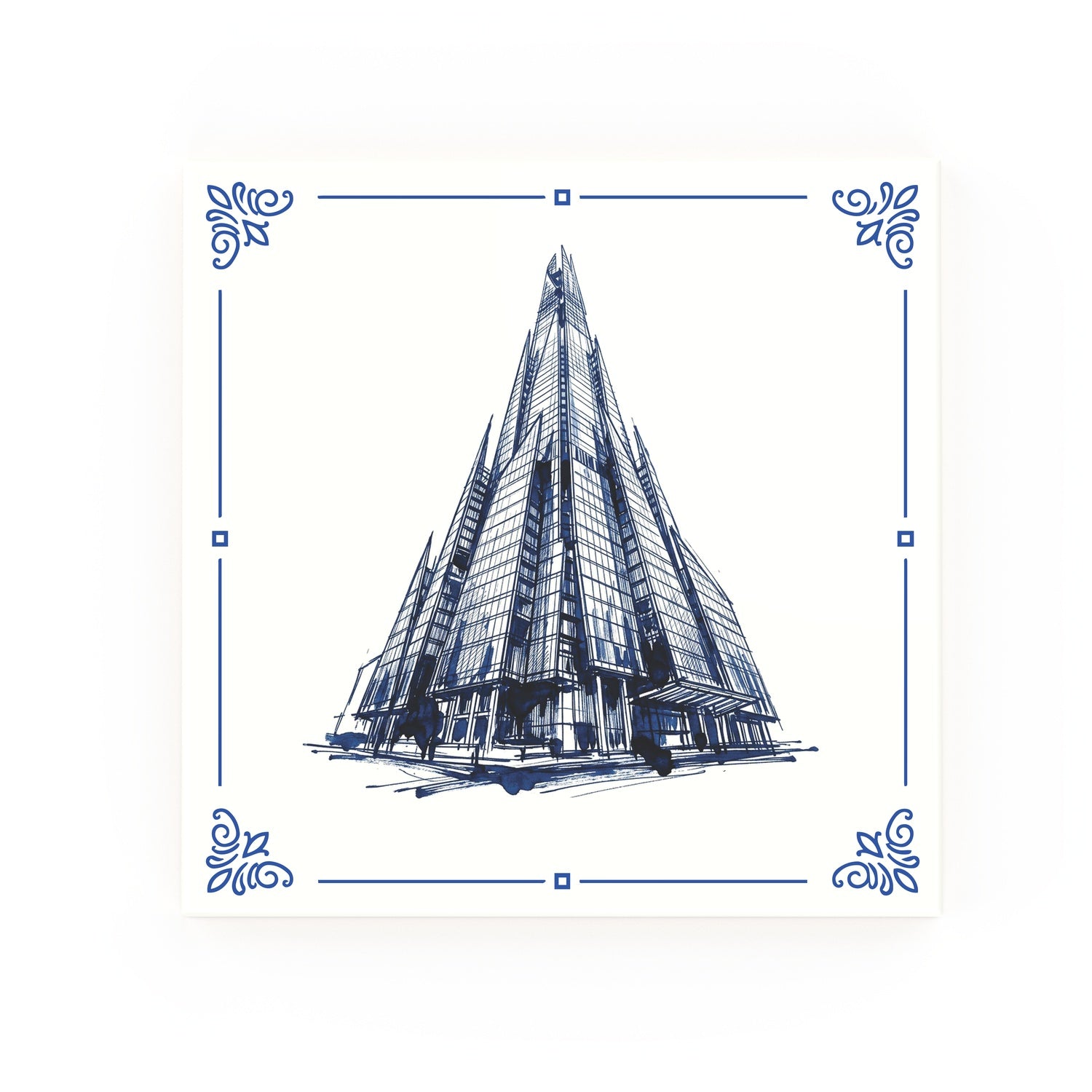 Shard Delft blue decorative ceramic tile – Classic corner style