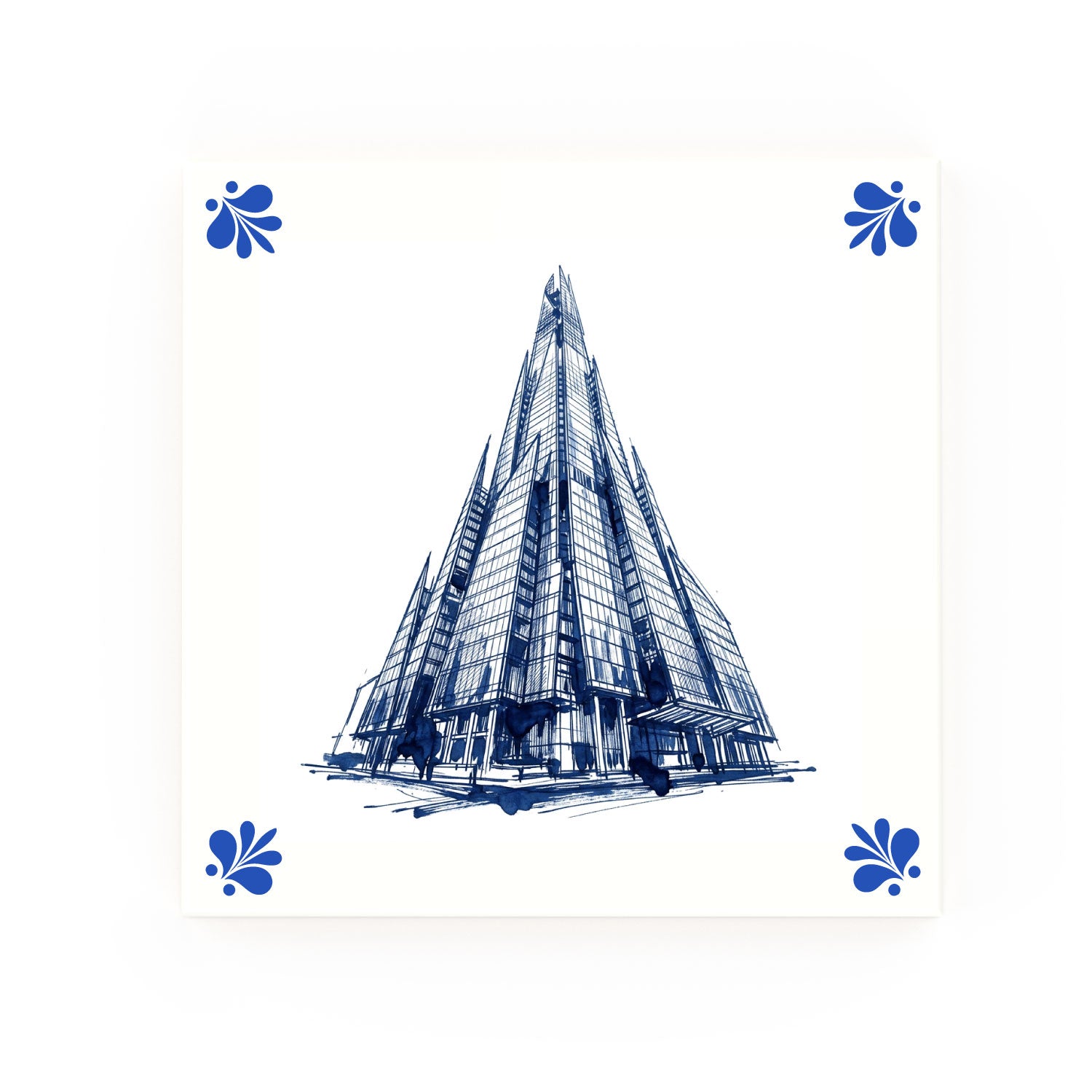 Shard Delft blue decorative ceramic tile – Modern corner style