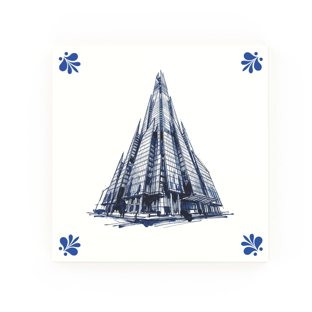 Shard Delft blue decorative ceramic tile – Modern corner style