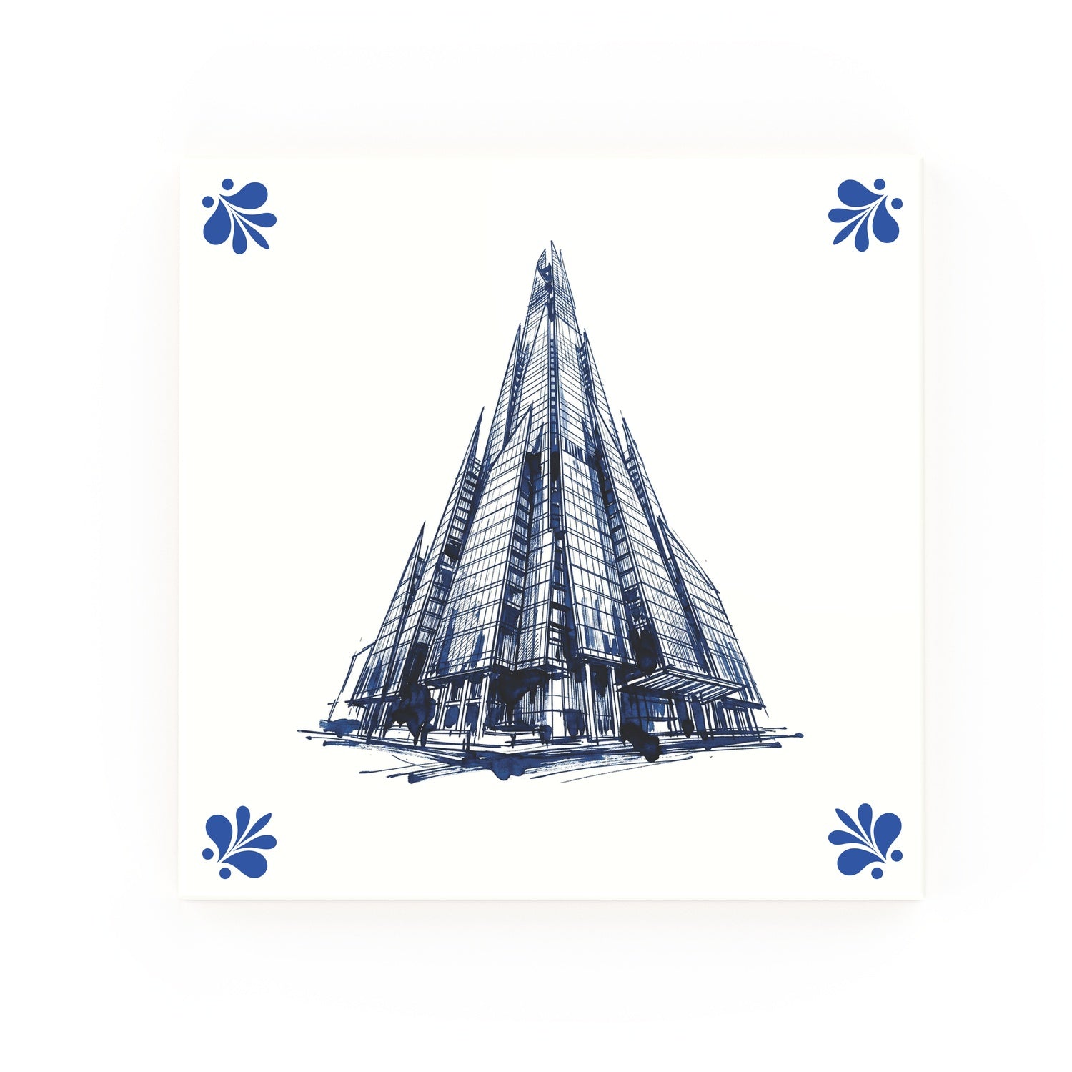 Shard Delft blue decorative ceramic tile – Modern corner style