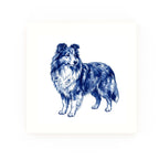 Shetland Sheepdog Delft blue decorative ceramic tile – no corner style