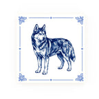 Siberian Husky Delft blue decorative ceramic tile – Classic corner style