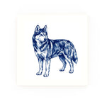 Siberian Husky Delft blue decorative ceramic tile – no corner style