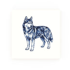 Siberian Husky Delft blue decorative ceramic tile – no corner style