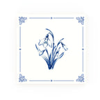 Snowdrops Delft blue decorative ceramic tile – Classic corner style