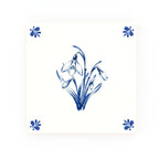 Snowdrops Delft blue decorative ceramic tile – Modern corner style