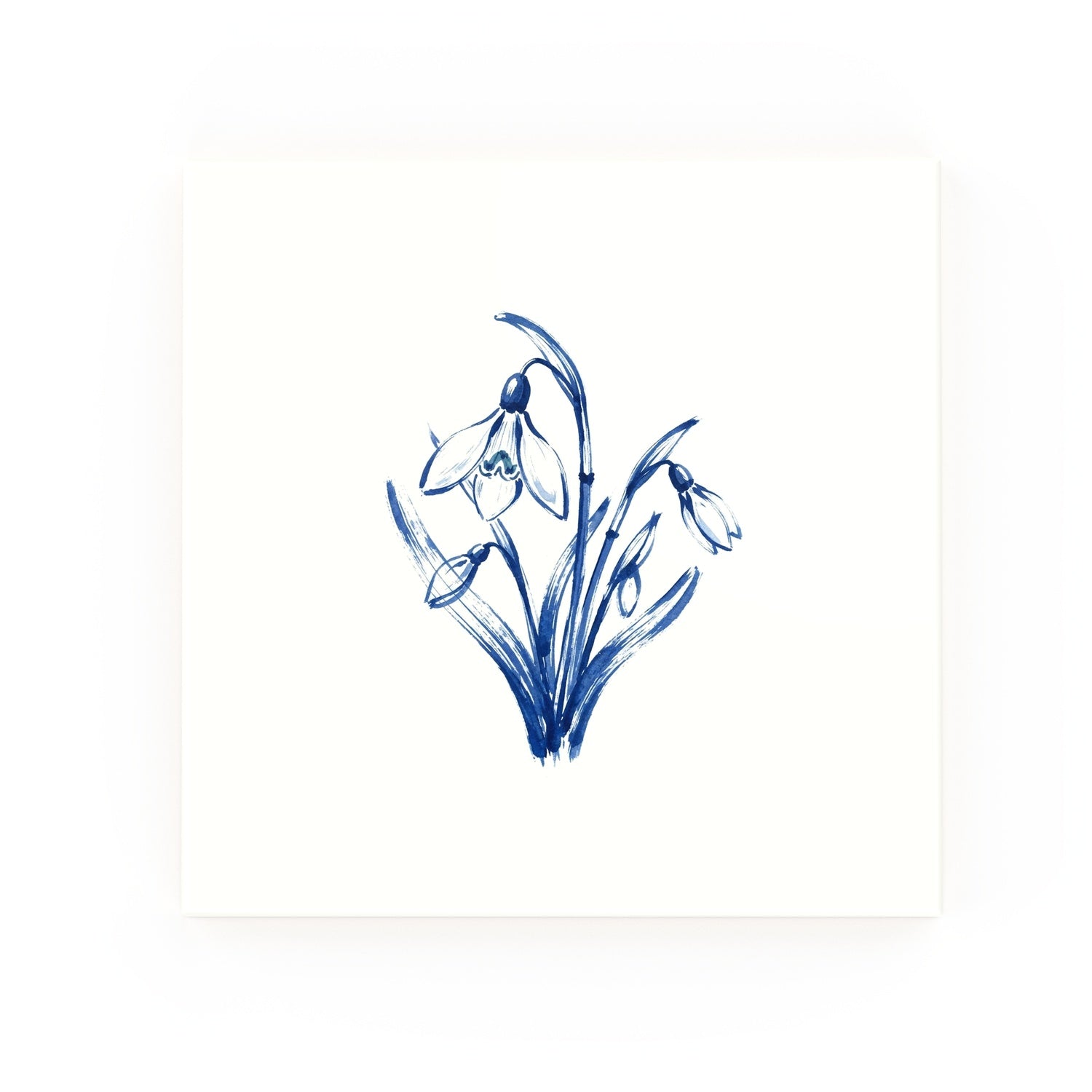 Snowdrops Delft blue decorative ceramic tile – no corner style