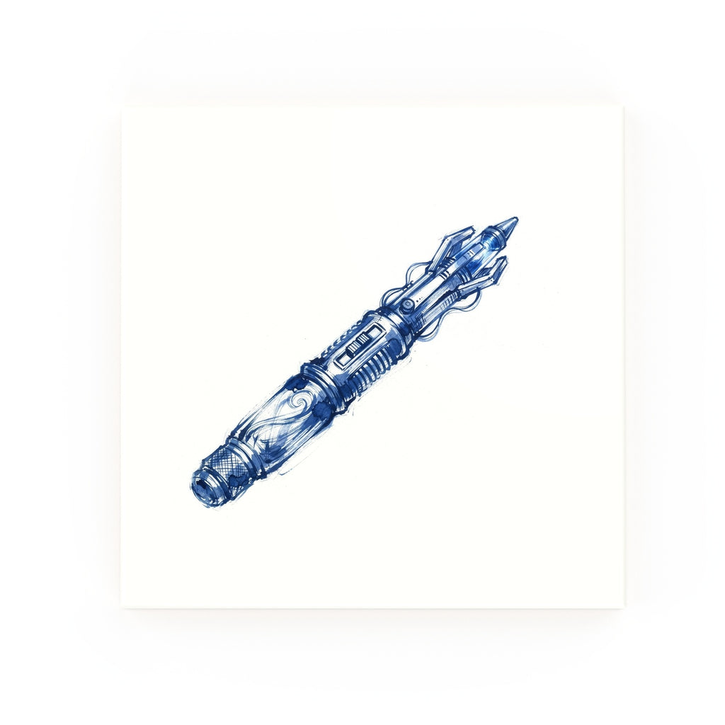 Sonic Screwdriver Delft blue decorative ceramic tile – no corner style