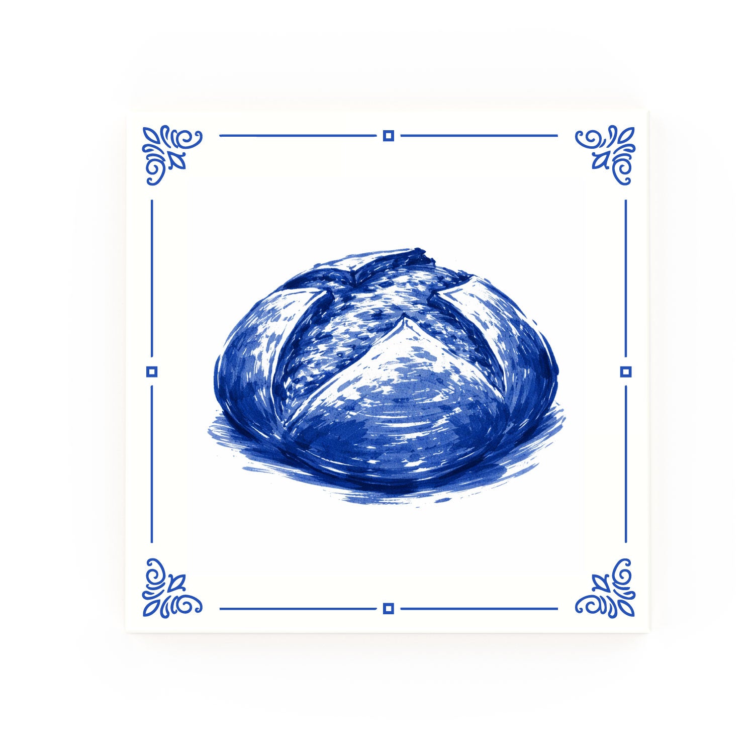 Sourdough Delft blue decorative ceramic tile – Classic corner style