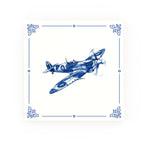 Spitfire Airplane Delft blue decorative ceramic tile – Classic corner style