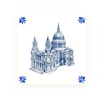 St Pauls Cathedral Delft blue decorative ceramic tile – Modern corner style