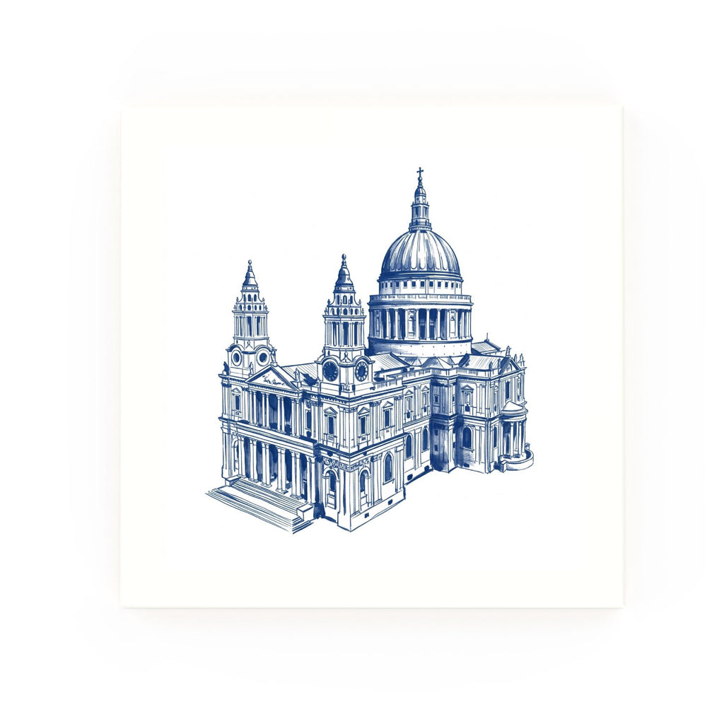 St Pauls Cathedral Delft blue decorative ceramic tile – no corner style