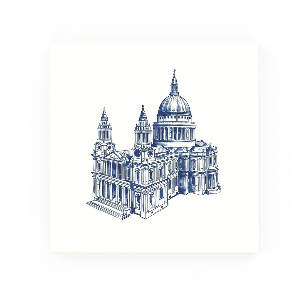 St Pauls Cathedral Delft blue decorative ceramic tile – no corner style