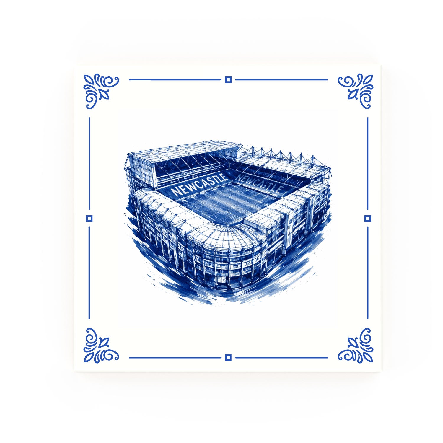 St James Park Delft blue decorative ceramic tile – Classic corner style