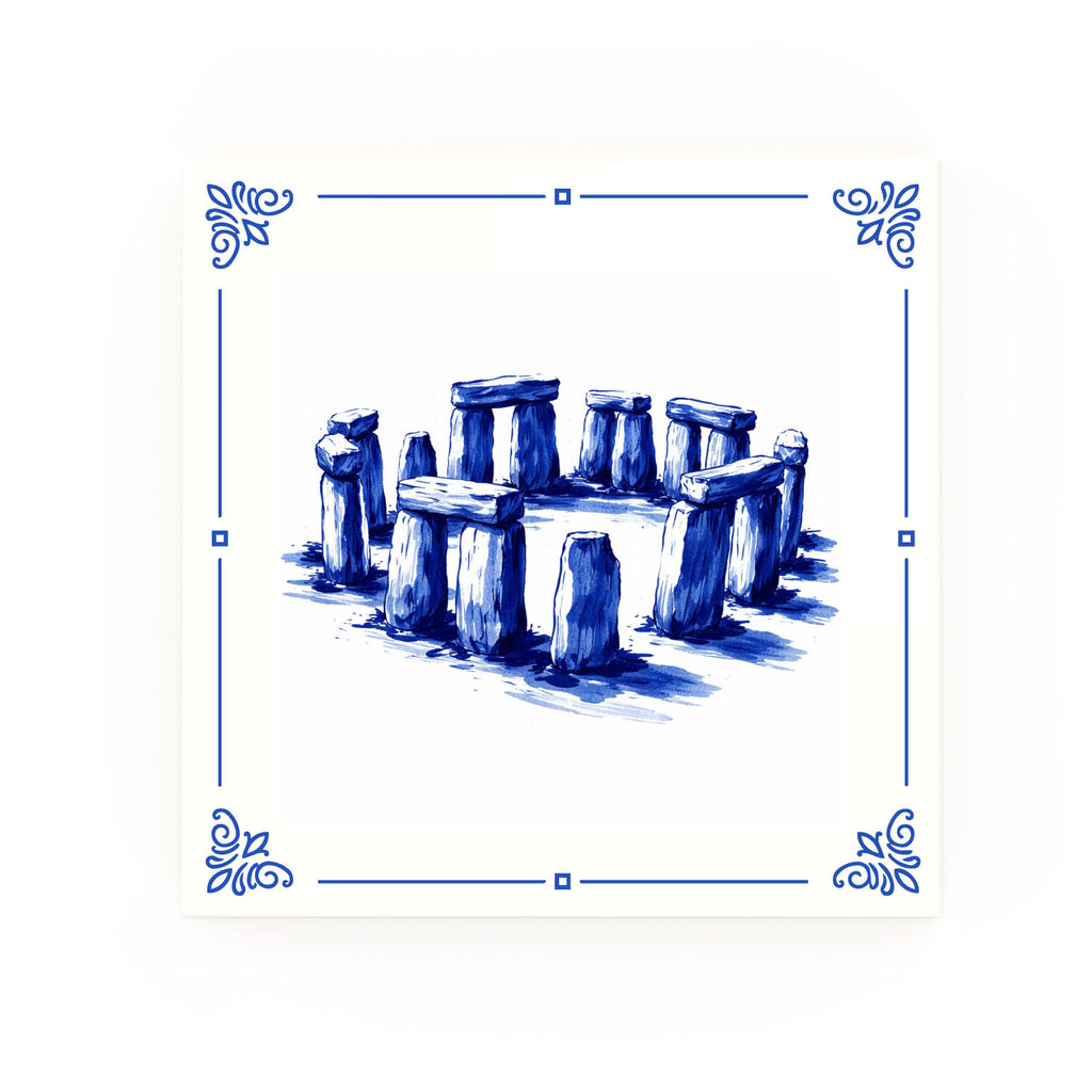 Stonehenge Delft blue decorative ceramic tile – classic corners