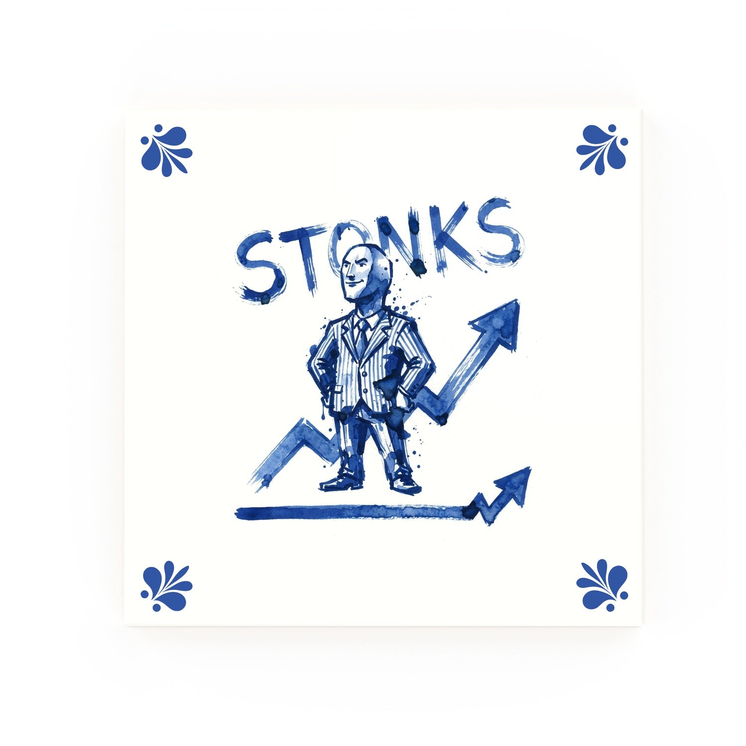 Stonks Delft blue decorative ceramic tile – Modern corner style