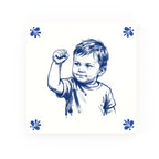 Success Kid Delft blue decorative ceramic tile – Modern corner style