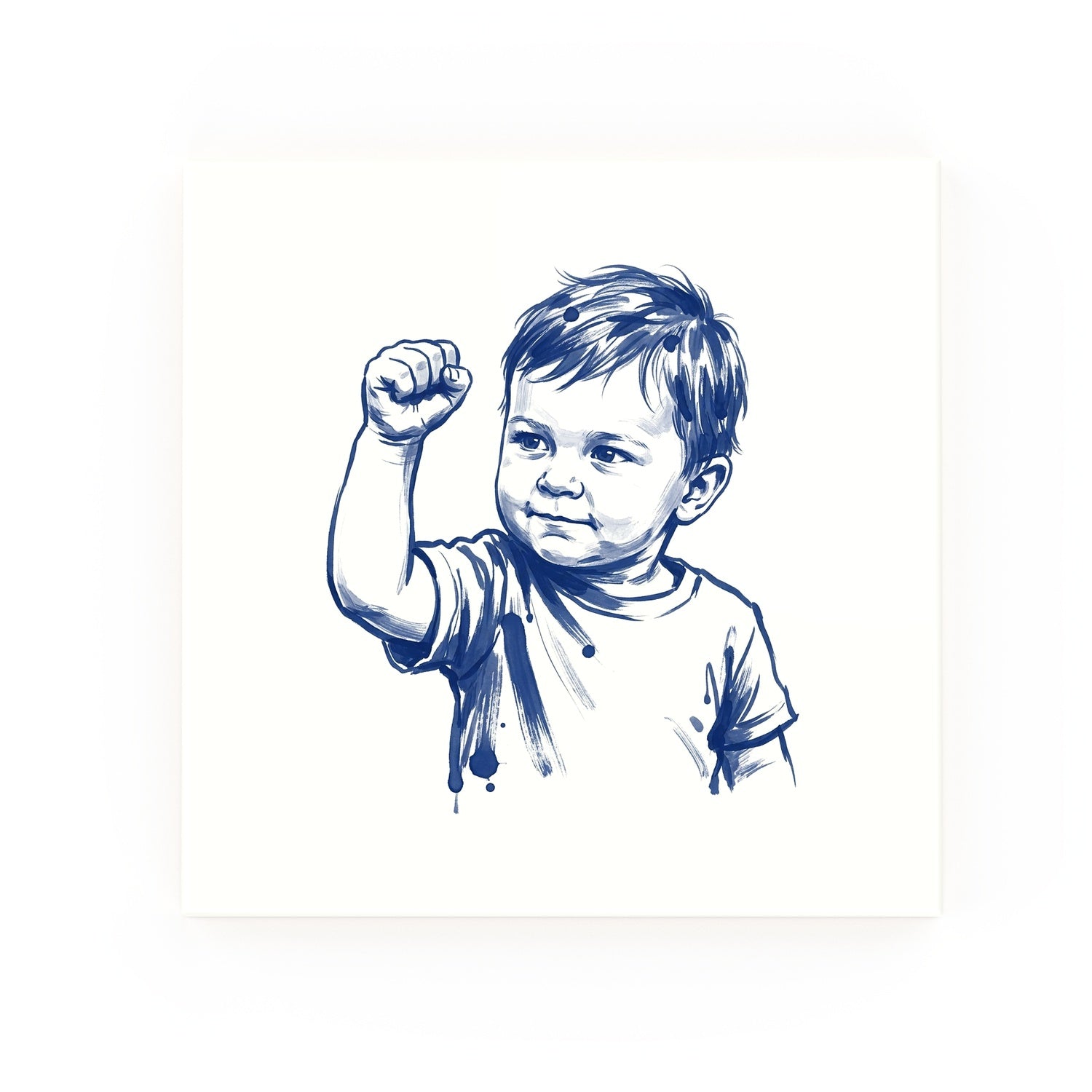 Success Kid Delft blue decorative ceramic tile – no corner style