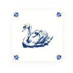 Swan Delft blue decorative ceramic tile – Modern corner style