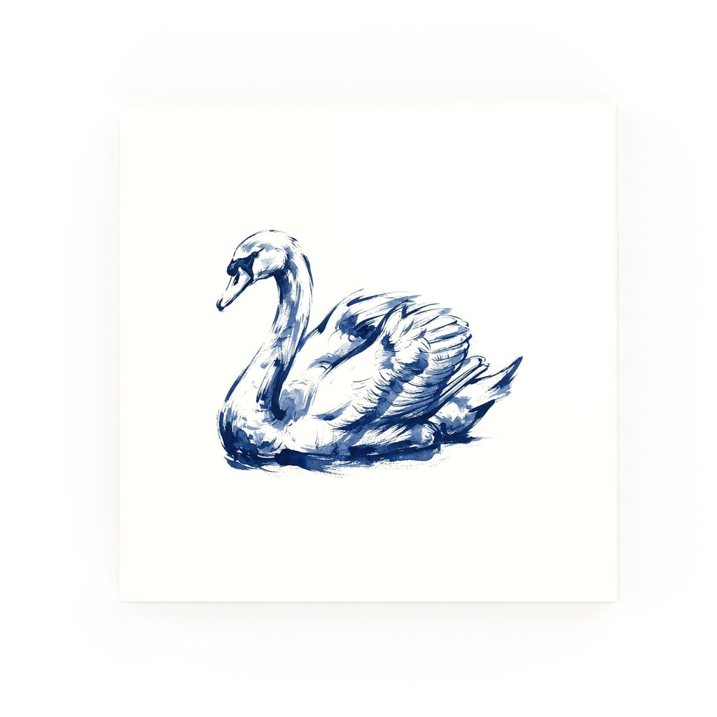 Swan Delft blue decorative ceramic tile – no corner style
