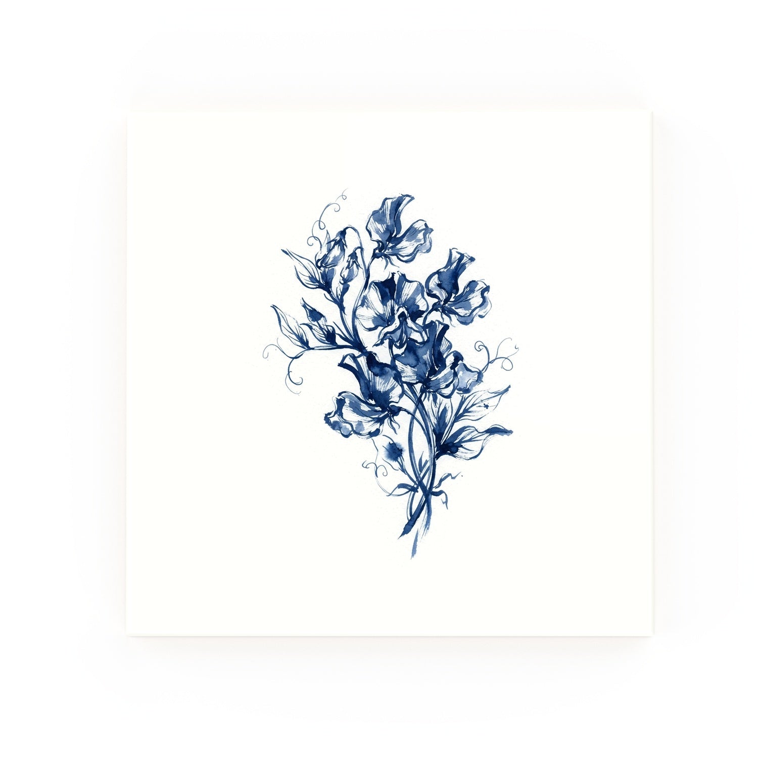 Sweet Pea Delft blue decorative ceramic tile – no corner style
