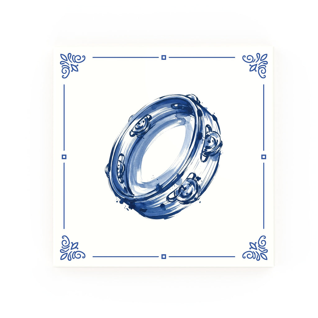 Tambourine Delft blue decorative ceramic tile – Classic corner style