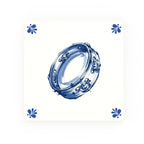 Tambourine Delft blue decorative ceramic tile – Modern corner style