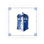 Tardis Delft blue decorative ceramic tile – Classic corner style