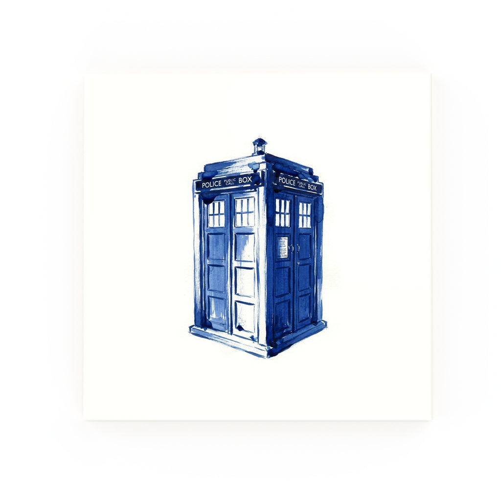 Tardis Delft blue decorative ceramic tile – no corner style