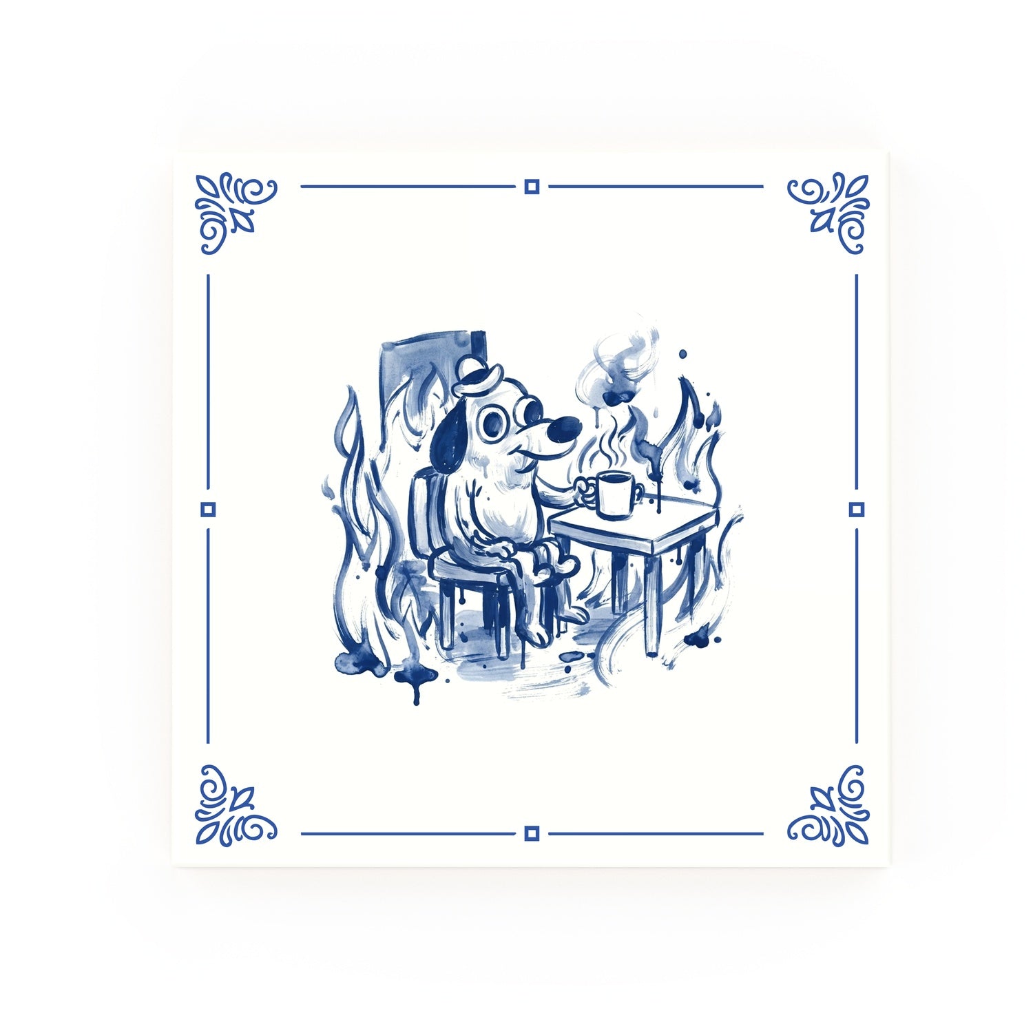 This Is Fine Delft blue decorative ceramic tile – Classic corner style