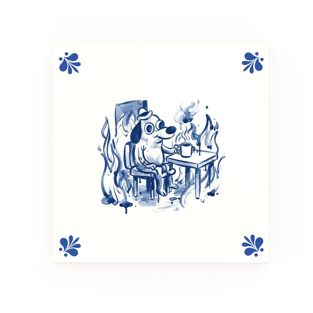 This Is Fine Delft blue decorative ceramic tile – Modern corner style