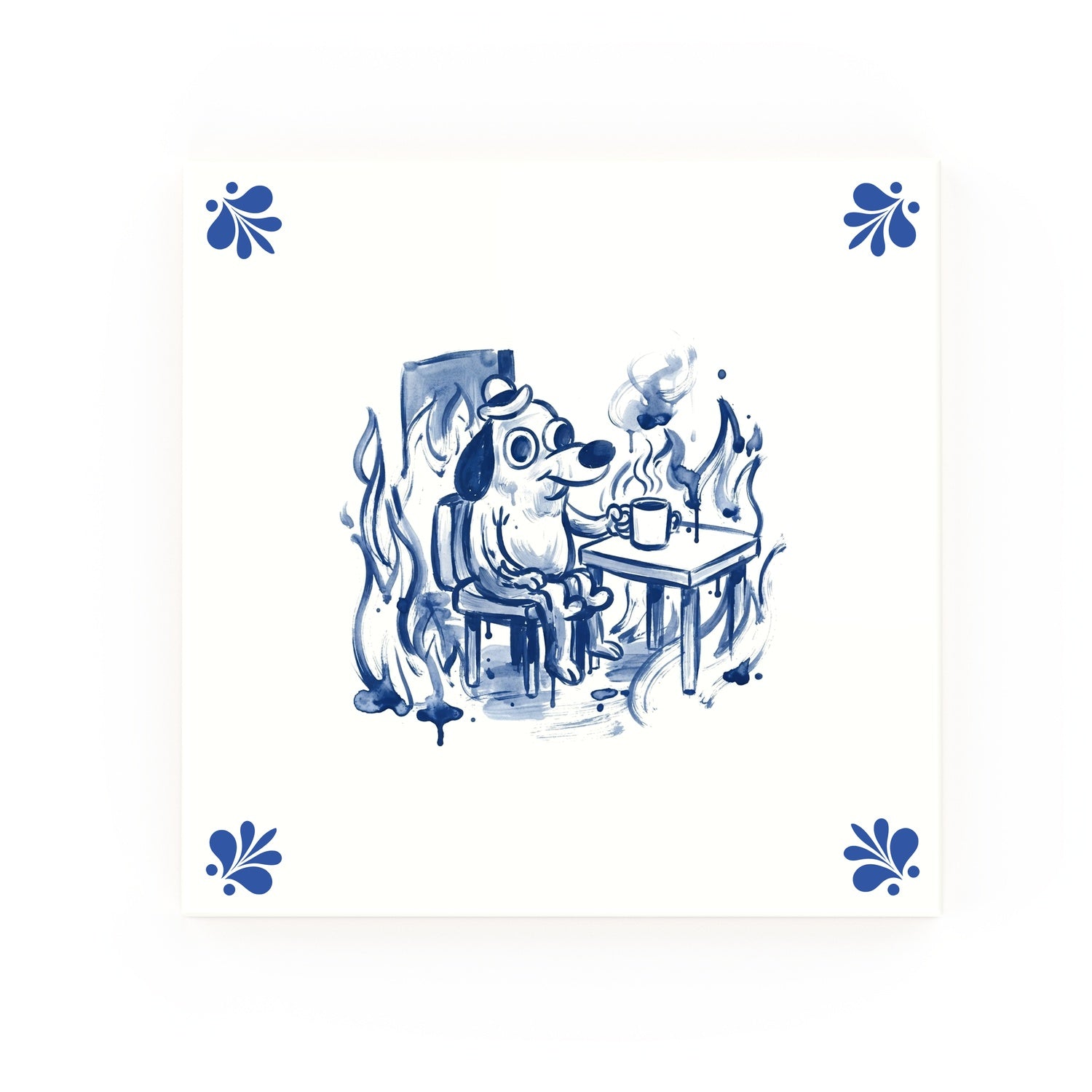 This Is Fine Delft blue decorative ceramic tile – Modern corner style
