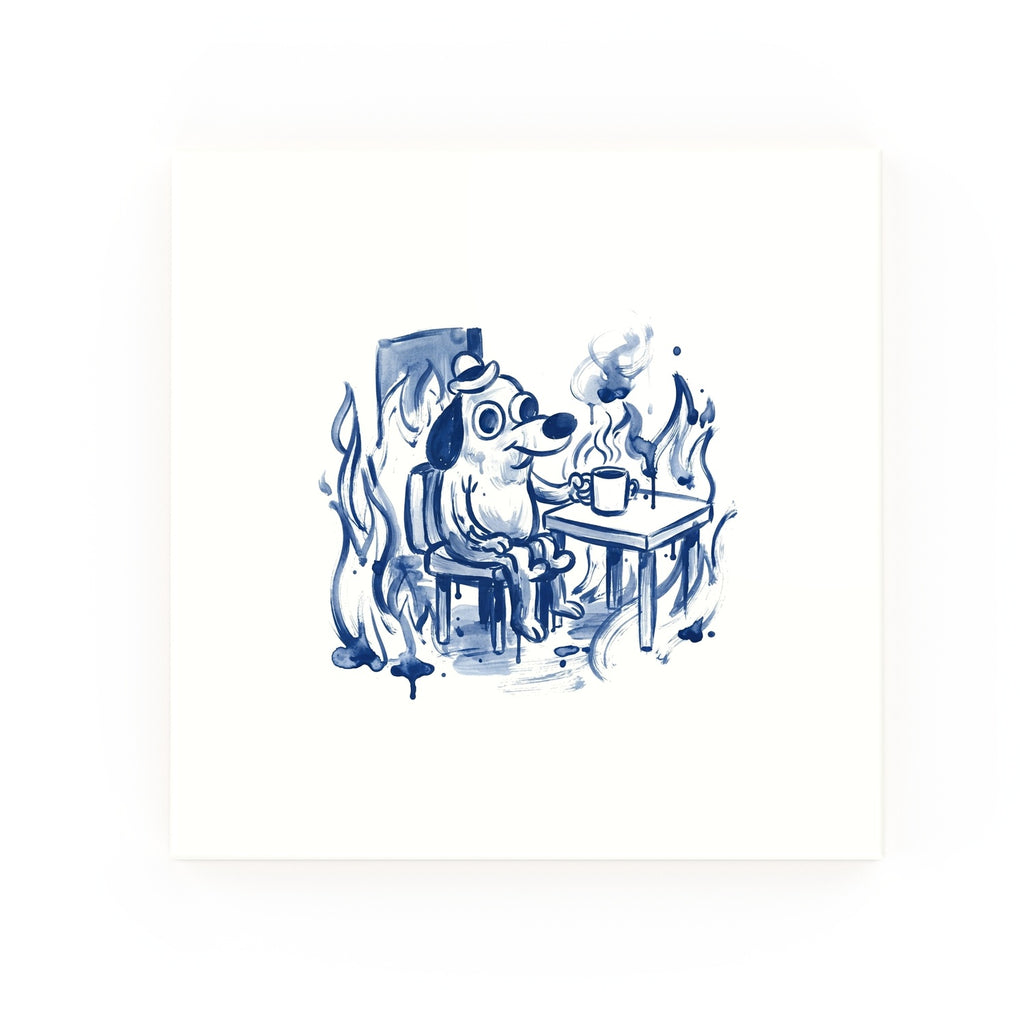 This Is Fine Delft blue decorative ceramic tile – no corner style