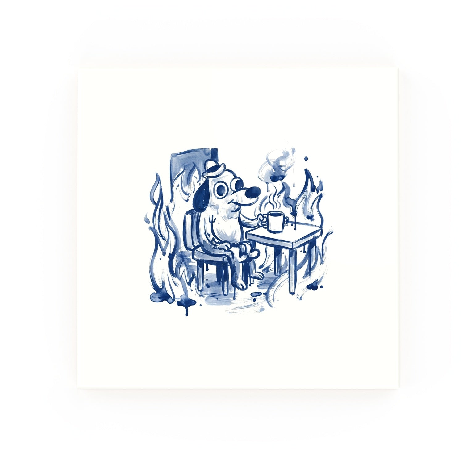 This Is Fine Delft blue decorative ceramic tile – no corner style