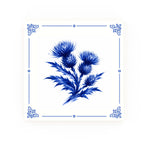 Thistles Delft blue decorative ceramic tile – Classic corner style
